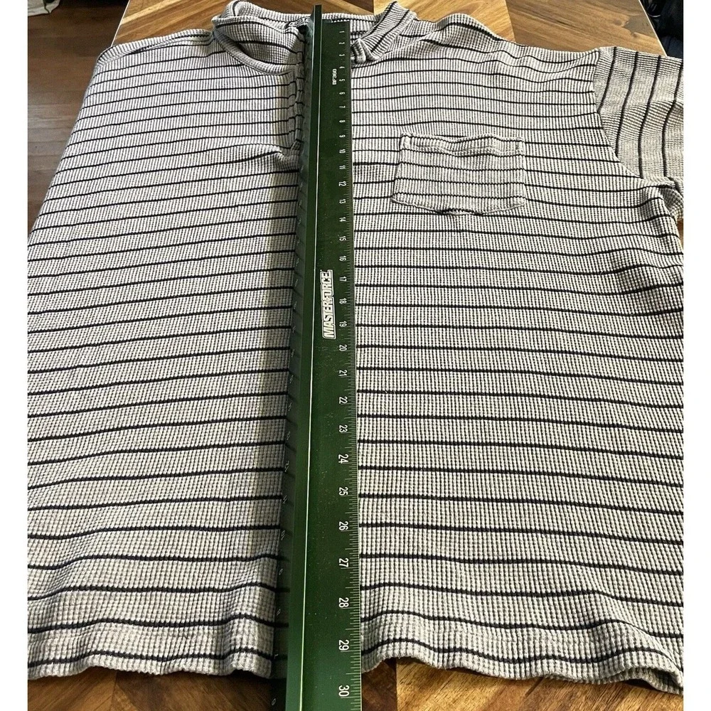 Polo Ralph Lauren Mens Gray Striped Waffle Knit 1/4 Button Short Sleeve Shirt 2X